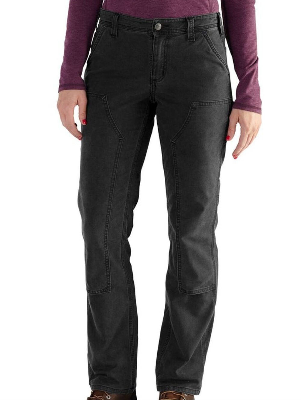 Carhartt Women's Black Utility Straight-Leg Double Knee Jeans Size 8